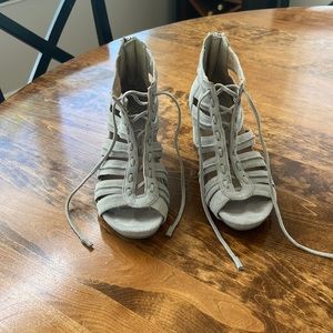One Worn ONCE Lace Up Wedge High Heels